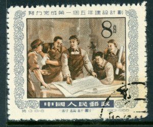 China 1955 PRC 8 Fen First Five Year Plan-Workers Scott #256 VFU Y388