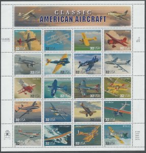 US #3142a-t, Mint Sheet, American Aircraft, MNH*-