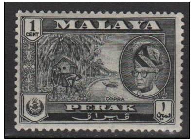 Malaya PERAK 1957 Scott 127 MH - 1c, Copra & Sultan 