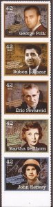 US Stamp 2008 42c American Journalists Sevareid Gellhorn 5 Stamp Strip #4248-52