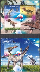 Maldive Islands 2014 Dinosaurs Sheet + S/S MNH