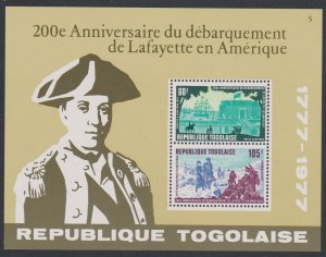 Togo Lafayette's Arrival in America MS 1977 MNH SG#MS1244