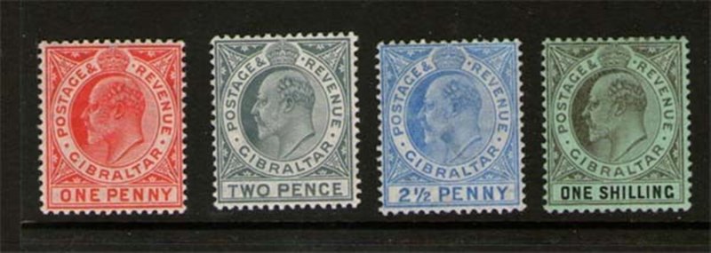 Gibraltar 1904 KEVII SG 51,3,5,8 MH