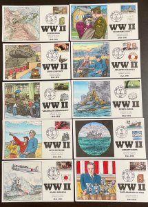 2559 Collins Hand Painted cachets Lot of 10 WWII FDCs 1991