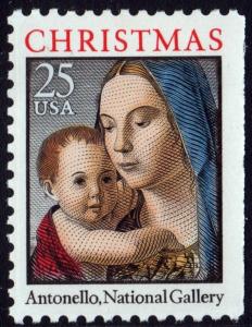 SC#2514 25¢ Madonna & Child Booklet Single (1990) MNH