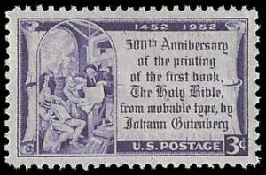 PCBstamps   US #1014 3c Gutenberg Bible, MNH, (18)