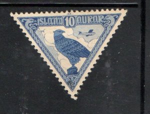 Iceland Sc C3 1930 10 aur Gyrfalcon airmail stamp mint