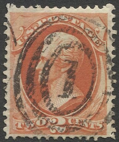 US 1879  Sc 183 2c vermillion Used Jackson F, 1 duplex cancel