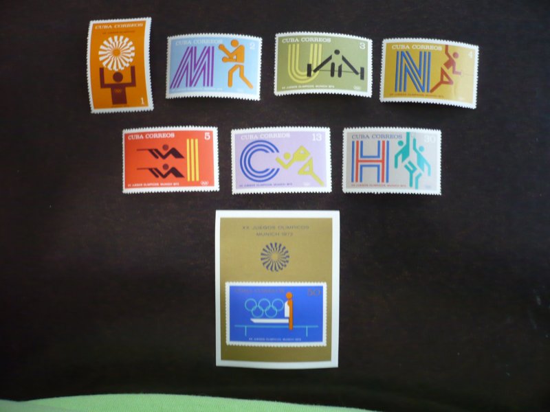 Stamps - Cuba - Scott# 1715-1722 - Mint Hinged Set of 7 Stamps + Souvenir Sheet