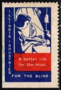 Vintage US Charity Poster Stamp Illinois Industries For The Blind Unused