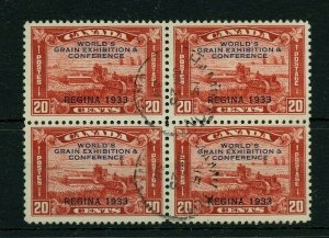 #203 BROKEN X variety block fof 4 GrainEX lightly cancelled Cat $250 Canada used