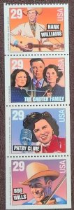 US Scott # 2771-2774; 29c Music Series Bklt pane from 1993; MNH, og; XF cntr