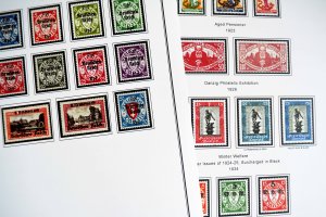 COLOR PRINTED DANZIG / GDANSK 1920-1939 STAMP ALBUM PAGES (45 illustrated pages)