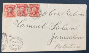 1906 New York USA cover to Jerusalem Palestine