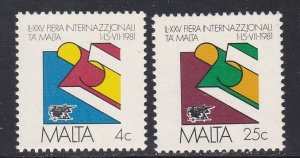 Malta # 586-587, International Trade Fair, Mint NH, 1/2 Cat.