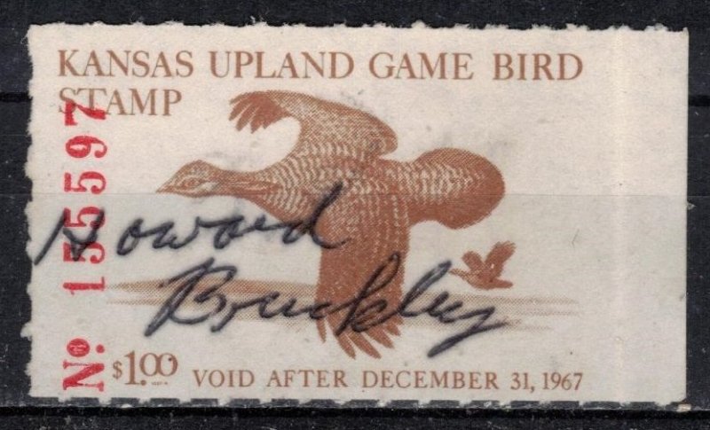 USA - State Revenues - Kansas - Upland Game Stamp - Scott 7 (J)