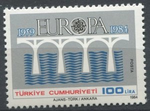 Turkey Sc#2276 MNH, 100L gray & multi, Europa (C.E.P.T.) 1984 - Bridge-25th A...