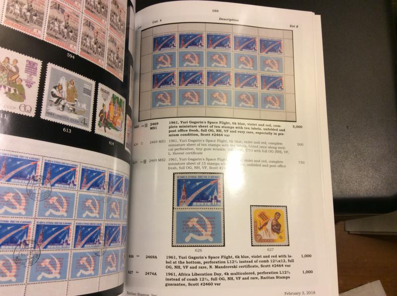 Raritan Catalog Auction #76,Feb 3, 2018,Rare Russia Stamps,Sheets,Errors