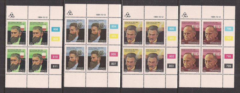 SOUTH AFRICA - TRANSKEI SC# 105-8  4 CONTROL BKS/4  #796-811  FVF/MOG 1983