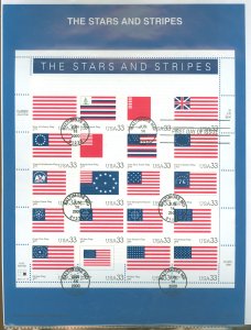 US SP1350/3403 2000 33c Stars and Stripes pane of 20 flag stamps on official USPS souvenir page FDC, #3403 with first day canc