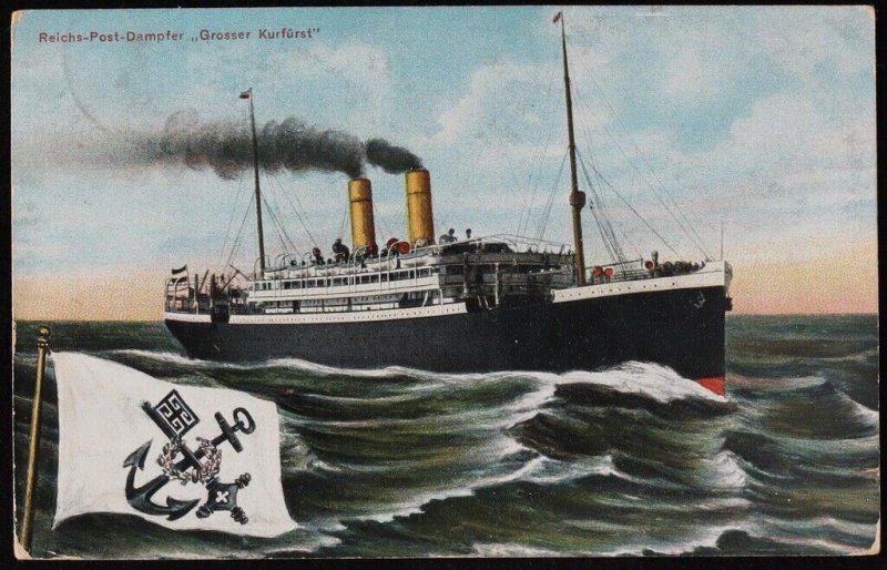 GERMANY Shipmail 1911 use of ship Picture Post Card. To Australia.