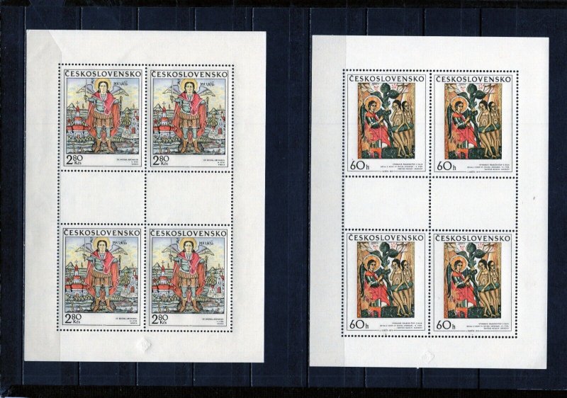 CZECHOSLOVAKIA 1970 PAINTINGS/SLOVAK ICONS SET OF 4 SHEETS OF 4 STAMPS MNH