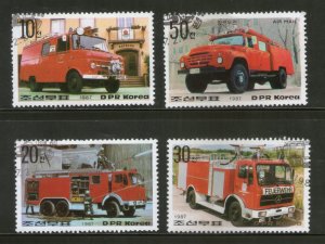 Korea 1987 Fire Engines Transport Automobile 4v Sc 2634-37 Cancelled # 8181a