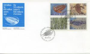 1990 Canada Prehistoric Life (Scott 1279-82) Blk FDC