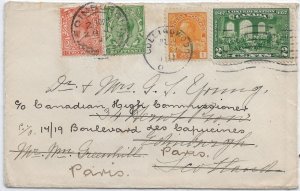 1927 Collingwood, Canada to Edinburgh, Scotland remailed to Paris ... (56789)