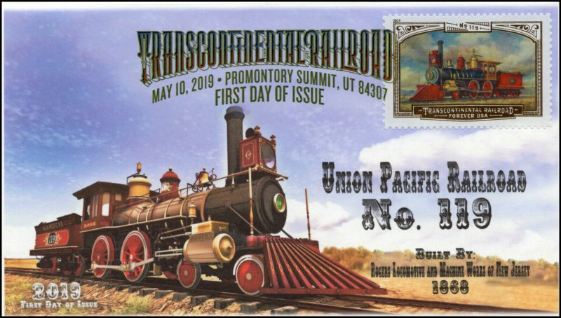 19-099, 2019, Trans Continental Railroad, Digital Color Postmark, FDC, No. 119 