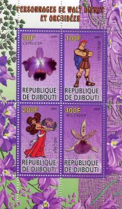 Djibouti 2009 ORCHIDS & DISNEY Sheet Perforated Mint (NH)