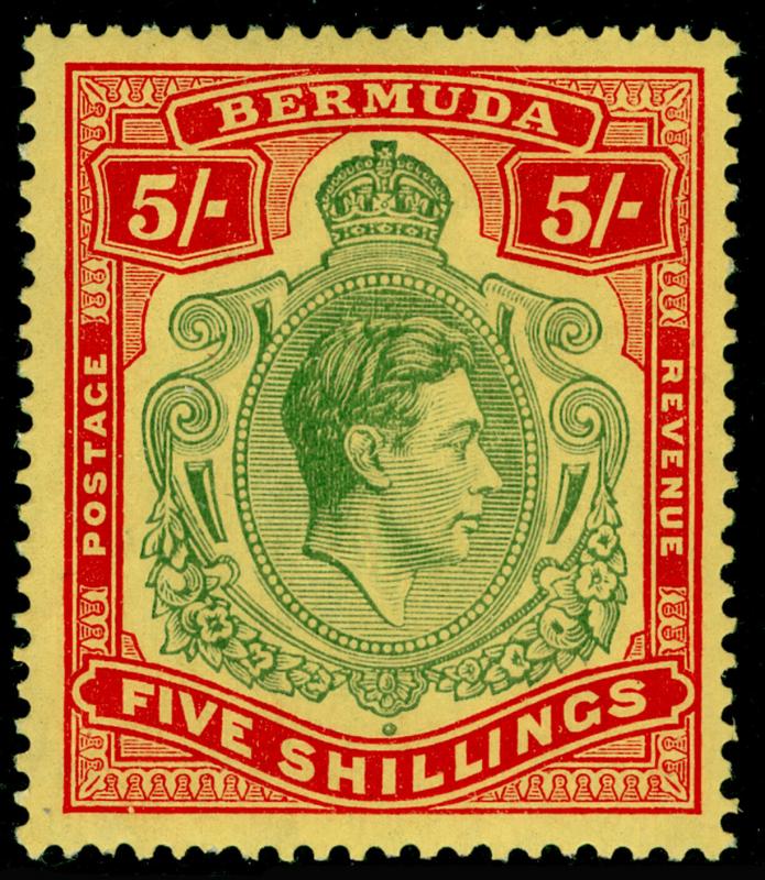 BERMUDA SG118, 5s Green and Red/Yellow, M MINT. Cat £150.