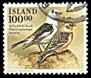 Iceland 672, used, Snow Bunting