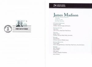 USPS 1st Day Ceremony Program #3545 President James Madison Montpelier ASDA