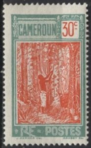 Cameroun 181 (mh) 30c tapping rubber tree, bluish grn & ver (1925)