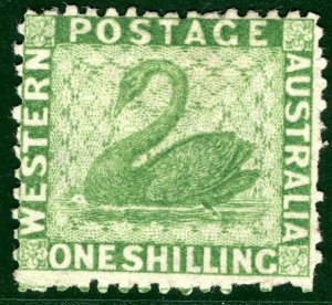 WESTERN AUSTRALIA QV SG.43a 1s WMK UPRIGHT (1861) SWAN Mint MM c£1,400 BRBLUE8