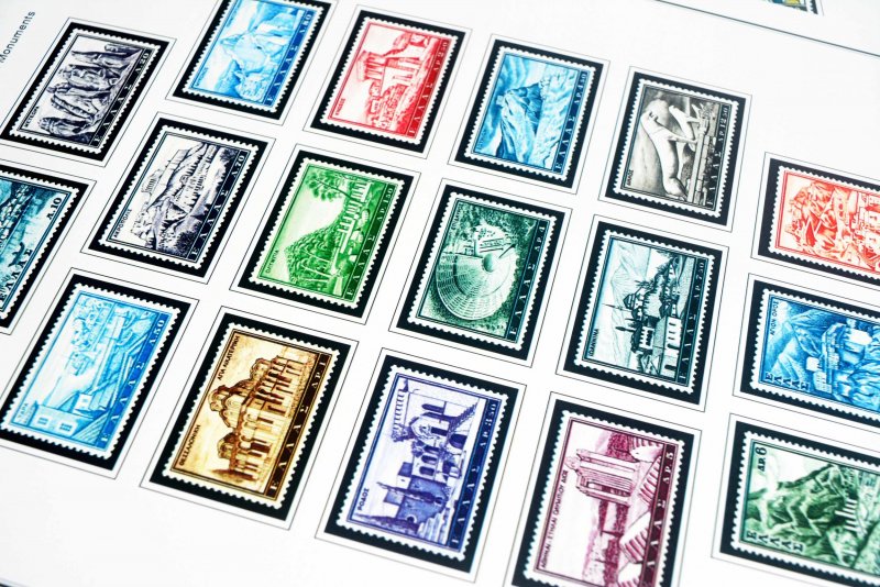 COLOR PRINTED GREECE [KINGDOM] 1945-1973 STAMP ALBUM PAGES (66 illustr. pages)