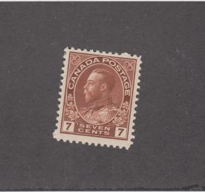 CANADA # 114 VF-MLH KGV 7cts RED BROWN CAT VALUE $35