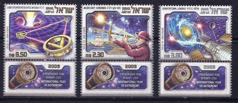 ISRAEL 2009 INTERNATIONAL ASTRONOMY YEAR 3 STAMPS MNH SPACE STARS