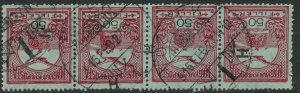 HUNGARY CROATIA FORERUNNER 1916 50f TURUL Strip 4 OSIJEK Postmarks Sc 96 VFU