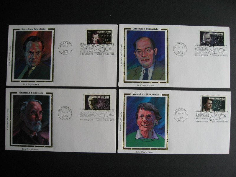 USA Sc 3906-9 4 Colorano silk Scientists FDC first day covers!