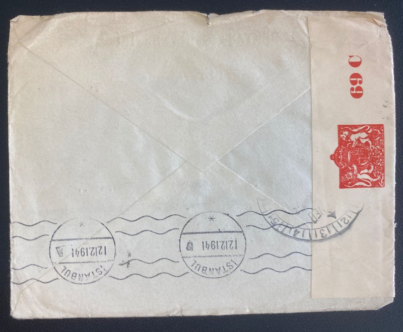 1941 Galata Turkey Advertising Censored Cover To McCord Radiator Detroit MI Usa