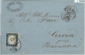 74082 - REGNO - STORIA POSTALE - Sass 2 bordo di foglio su BUSTA da PARMA 1862