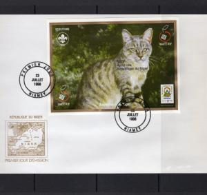 Niger 1998 YT#93 TABBY CAT/CHILE JAMBOREE/ISRAEL'98 FDC S/S Imperforated
