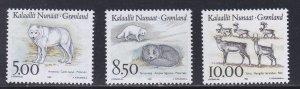 Greenland # 262-264, Native Animals,  NH, 1/2 Cat.