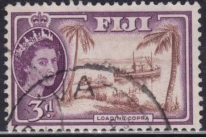 Fiji 152 USED 1956 Loading Copra On Ship, Palm Trees