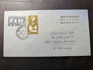 1970 Falkland Islands Airmail Cover South Georgia to Oberrodenbach W Germany