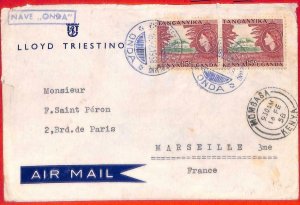 aa3769 - TANGANIKA Kenia UGANDA  - POSTAL HISTORY - COVER onboard ITALIAN SHIP