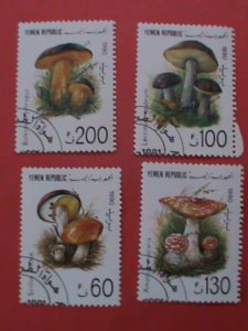 YEMEN STAMPS- COLORFUL BEAUTIFUL LOVELY MUSHROOMS CTO STAMPS SET