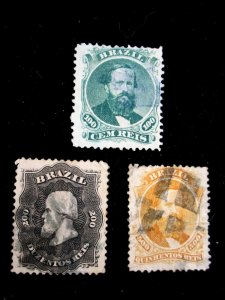 BRAZIL - SCOTT# 58-60 - USED - CAT VAL $54.40